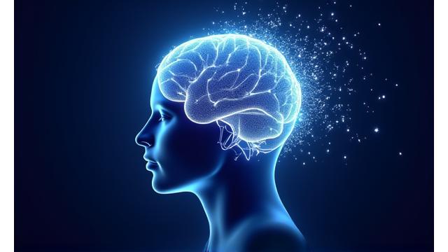 Digital stylized representation of a glowing brain and connected synapses