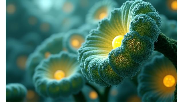 Vibrant, healthy gut microbiome illustration with natural elements