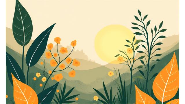 Botanical illustration of various adaptogenic herbs for wellness