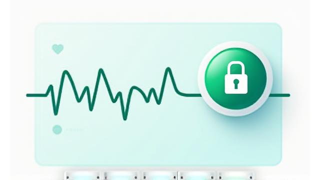 Illustration of a medical chart with a heart rate monitor and a lock icon, symbolizing secure health data.