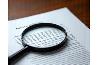 Legal document with a magnifying glass, symbolizing careful review of terms