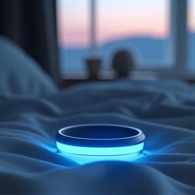 Sleek wearable aura sleep tracker on a wrist